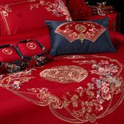 家纺喜被四件套结婚大红色高档全棉，刺绣婚庆十件套全套装床品