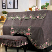 一朵 钢琴罩全披盖巾欧式刺绣钢琴防尘套 中开式半罩琴凳罩蕾丝