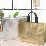 无纺布加厚金银手提袋订做环保，袋定制广告，购物服装店袋子