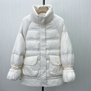 KA2023冬装新 短款羽绒服女白鸭绒立领小个子加厚保暖外套6150