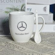 奔驰咖啡杯带勺定制白色大容量高颜值杯子创意，个性美式马克杯潮牌