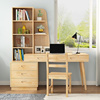 纯实木书桌书架组合简约卧室，书柜书桌一体，家用学生儿童松木学习桌