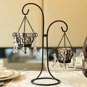 复古铁艺浪漫烛光晚餐蜡烛台玻璃烛杯道具欧式摆件家居圣诞装饰品