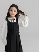 女童秋款学院风连衣裙韩版洋气，长袖公主裙，套装小女孩蓬蓬百褶裙子