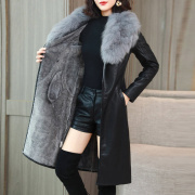秋冬季pu皮衣女，加绒加厚中长款2023韩版大码显瘦皮毛一体外套