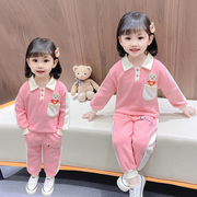 女童春秋套装2024儿童，韩版洋气卫衣，秋季女宝宝网红时髦两件套