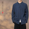 中国风男装秋冬盘扣长袖，衬衫中式亚麻，衬衣中华立领外套唐装居士服
