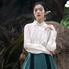 花制作新中式白川原创民族风，刺绣白色衬衫长袖设计感小众上衣