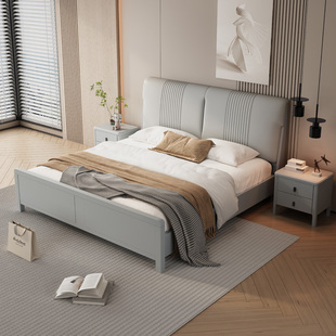 床现代简约1.8米实木床小户型卧室软床，主卧婚床双人1.5米气压高箱