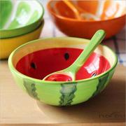 西瓜碗自带硼砂网红碗创意，个性做泥材料学生，好看ins沙拉水果餐具