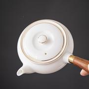 德化羊具玉茶壶陶瓷泡，茶壶用单84560壶防烫描脂金家茶白瓷西施壶