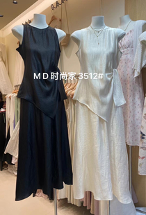 新中式禅意感缎面套装裙女夏季名媛风不规则无袖上衣半身裙两件套