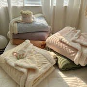 沙发毯午睡毯毛巾被空调毯毛毯加厚盖毯冬简约可爱披肩珊瑚绒毯子