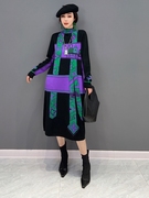 2024春季韩版时尚潮流高领针织连衣裙，气质女装