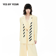 YES BY YESIR叶谦原创设计师春新款郁金香直身领带宽肩西服