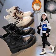 儿童马丁靴加绒女童靴子，2023秋冬童鞋，男童软底短靴英伦风棉靴