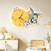 猫和老鼠餐厅装饰画挂钟客厅，钟表创意卡通时钟壁灯餐桌背景墙挂表