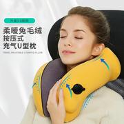 充气u型枕旅行护颈枕，按压自动旅行枕成人，飞机u形颈椎枕头午睡跨境
