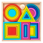 彩虹积木大号几何形状儿童益智玩具木质拼搭宝宝百变叠叠乐幼儿园