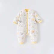 婴儿睡袋秋冬夹棉宝宝长袖分腿加厚睡衣新生儿拉链式多功能防踢被