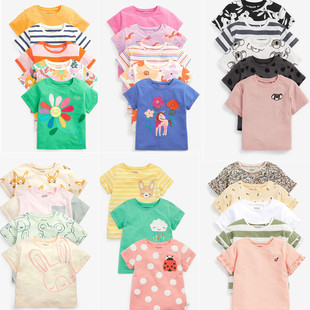 英国NEXT童装夏女童女宝宝瓢虫兔子卡通圆领短袖T恤上衣
