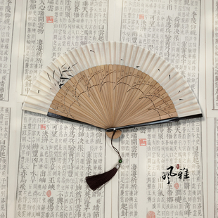 折扇古风扇子新中式中国风，汉服旗袍便携折叠竹扇马面裙舞蹈专用扇