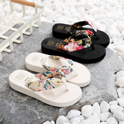 创意韩版波西米亚人字拖鞋女女式凉拖鞋松糕厚底坡跟沙滩鞋2024夏