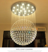 跨境现代复式楼梯灯球形水晶吊灯餐厅客厅灯具吊线灯LED圆球灯