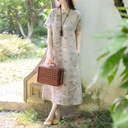 念江南夏季原创新中式，改良苎麻短袖，旗袍棉麻复古女装连衣裙