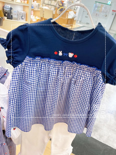 日系f皇室刺绣娃娃衫，学院风格子，t恤23年春夏儿童裙衫