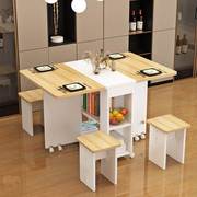 折叠餐桌家用可移动伸缩长方形简易小户型，多功能桌椅组合吃饭桌子
