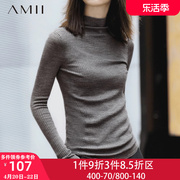 Amii女士羊毛衫2024年春季半高领毛衣秋冬针织打底衫上衣薄款