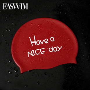 EASWIM硅胶游泳帽女防水不勒头高弹抗氯长发成人专用加大印花泳帽
