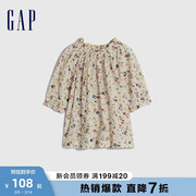 Gap女童春秋洋气花卉印花灯笼袖衬衫儿童装时髦合身上衣786963