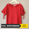 110-120-140码，鸽*画，女童夏季深红色短袖T恤衫，儿童纯棉薄款