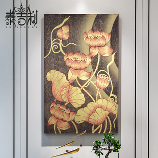 泰国金箔画东南亚手绘有框，油画挂画客厅玄关走廊装饰画手工壁