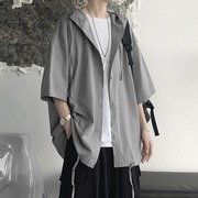 特大码300斤日系港风短袖衬衫，男夏季薄款设计感小众防晒衬衣外套2
