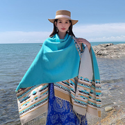 波西米亚民族风斗篷披肩围巾旅游穿搭双面两用百搭保暖披风外搭女