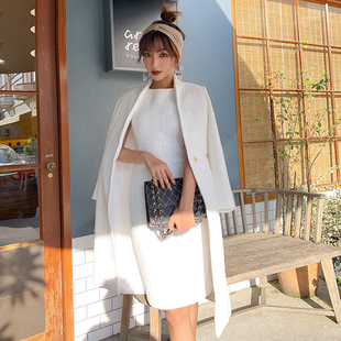白色风衣女中长款韩版秋季2022秋季流行修身简约外套女
