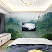 3d立体空间延伸森林，壁纸茶室沙发酒店假山，背景墙新中式棋牌室墙纸
