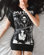 KILLSTAR暗黑哥特亚文化Shadow朋克摇滚日系二次元死神长款T恤