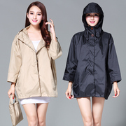 雨衣女日韩时尚薄透气便携七分袖成人短款外套防风衣学生雨披纯色