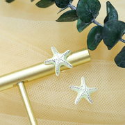 s925纯银绿色海星耳钉可爱甜美海洋星星，耳环耳坠耳骨钉银饰品女式
