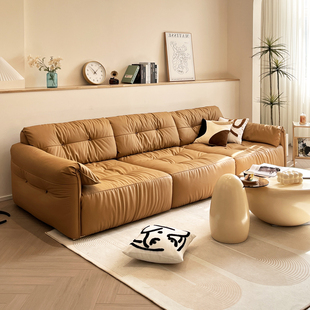 品洛云朵沙发超深坐宽懒人，奶油风可移动靠背直排可调节功能沙发