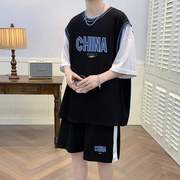 13-16岁青少年运动服套装男17大童潮流篮球服初中学生，帅气短袖t恤