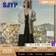2024夏季韩国sjyp法式优雅黑色蕾丝吊带连衣裙长裙