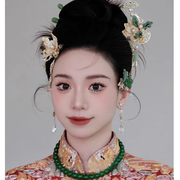 新中式新娘晨袍头饰古典婚礼，秀禾服饰品金色旗袍，百搭气质时尚发簪