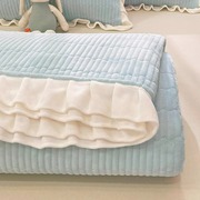 床盖冬季加绒高级牛奶绒单人，纯色秋冬榻榻米，床单珊瑚绒防滑三件套