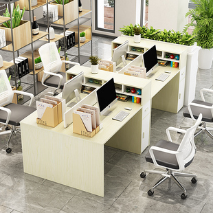 办公桌现代简约职工办公室工位职员，员工桌文员，桌椅组合双人财务桌