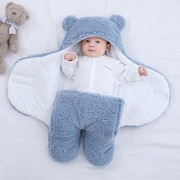 冬季新生婴儿睡袋抱被两用初生宝宝外出防惊跳襁褓包被加厚秋冬款